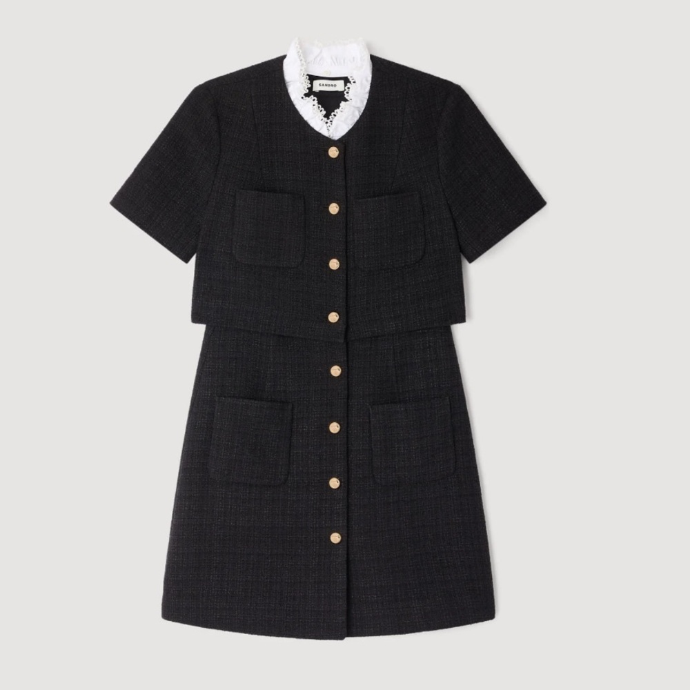 Sandro MINI DRESS WITH DETACHABLE COLLAR US4/FR36